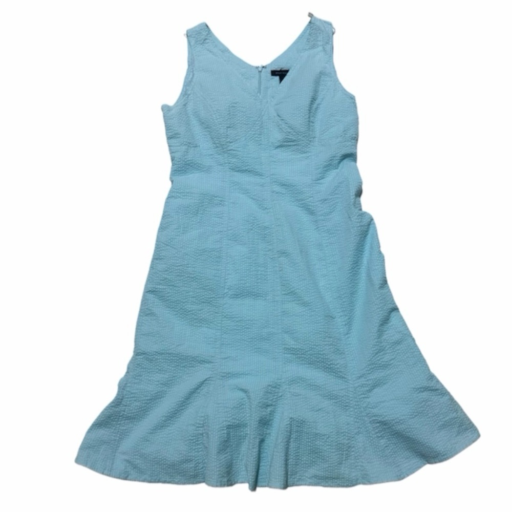 Y2K St Tropez Light Blue Summer Dotted Swiss Textured Midi Dress Size 6